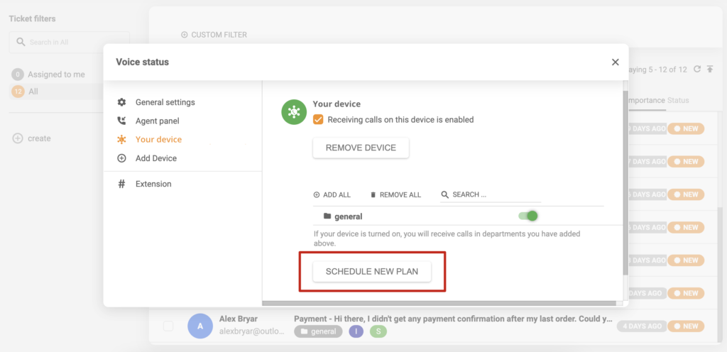 Nastavitev razporejanja naprav v LiveAgent