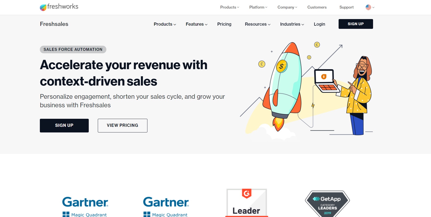 Domača stran Freshworks Freshsales