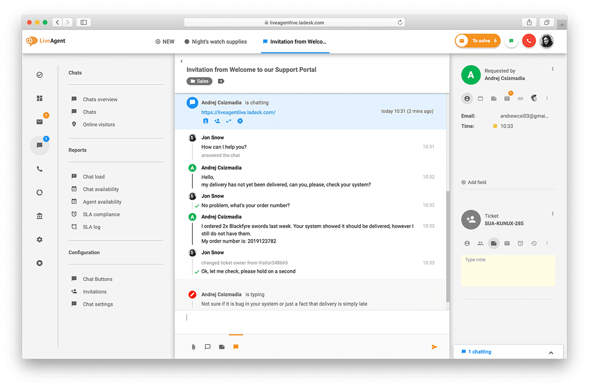 LiveAgent - pogovor v realnem času