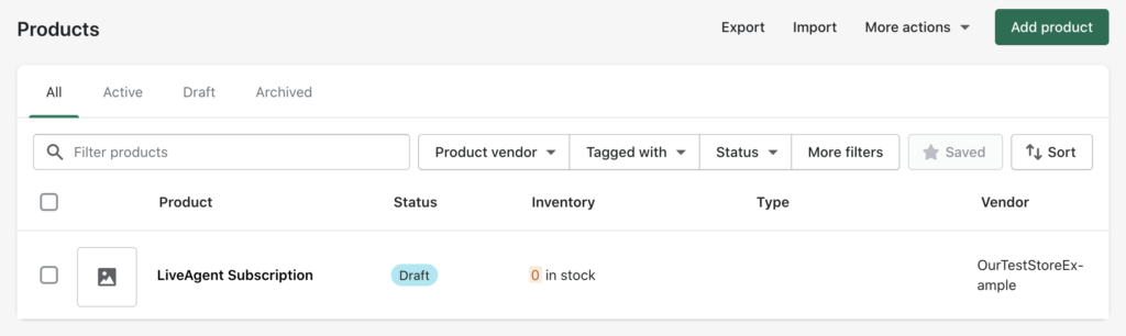 Razdelek Proizvodi v Shopifyju