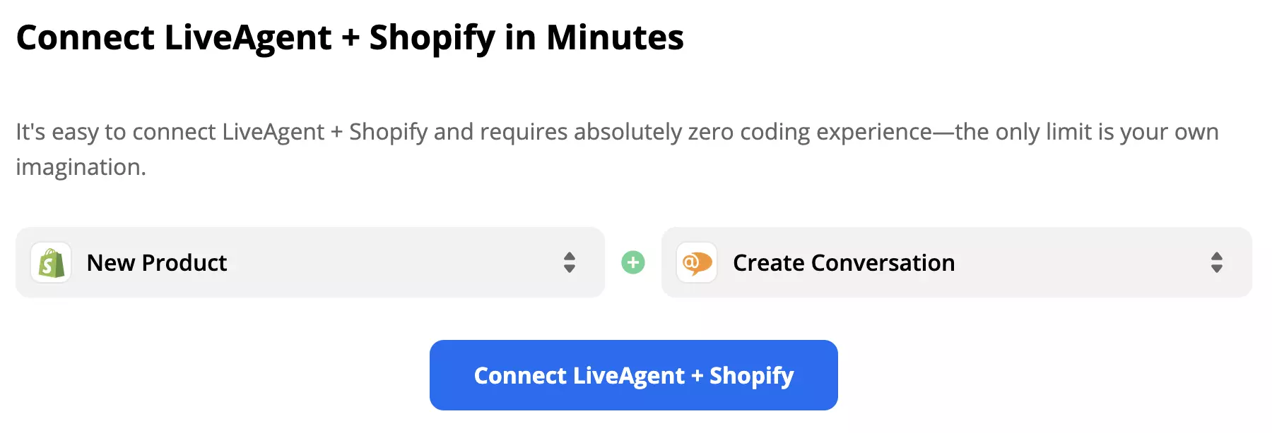 Izbran sprožilec Novi proizvod in dejanje Ustvari pogovor
