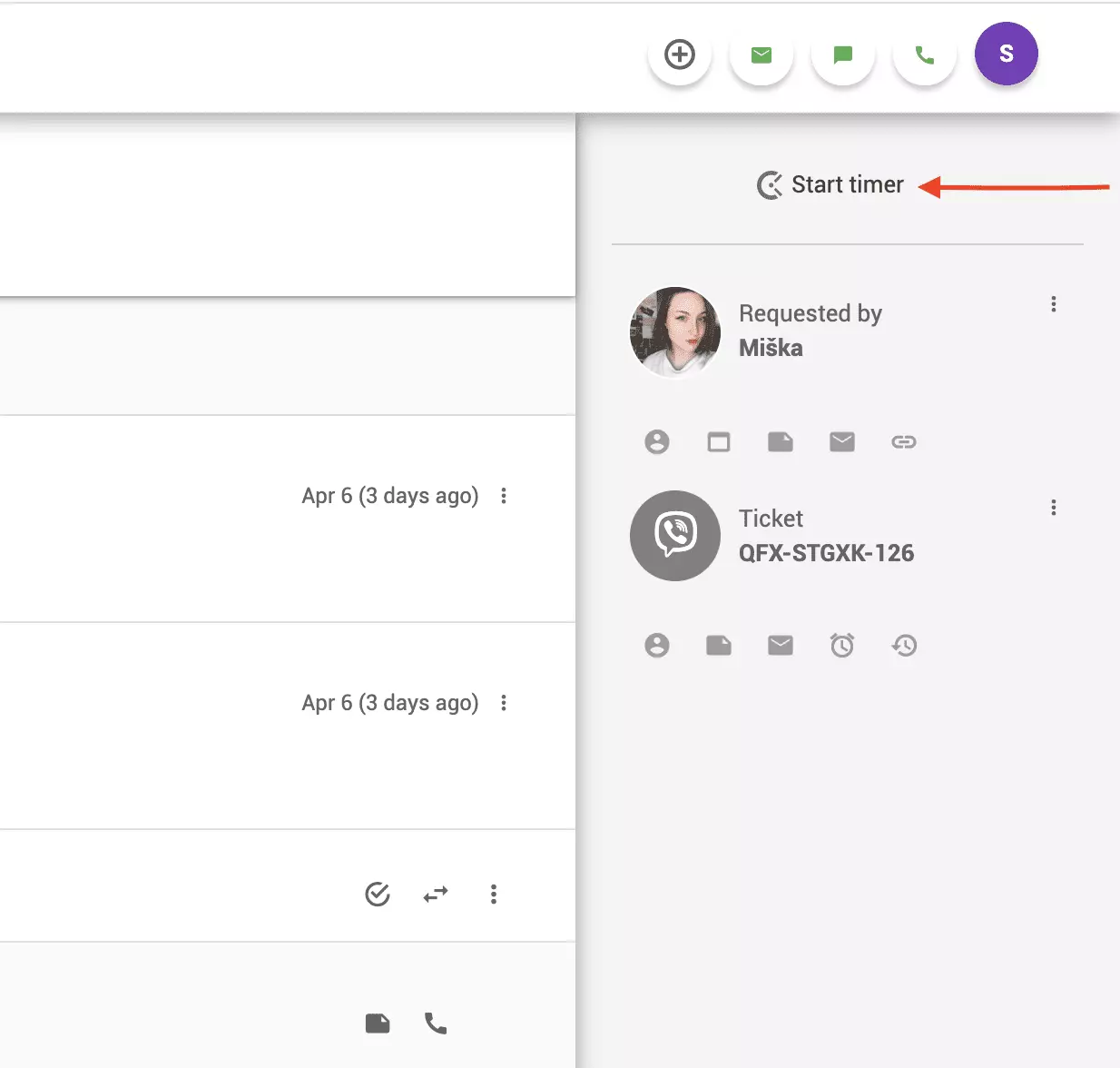 Clockifyev časovnik v vstopnici LiveAgent