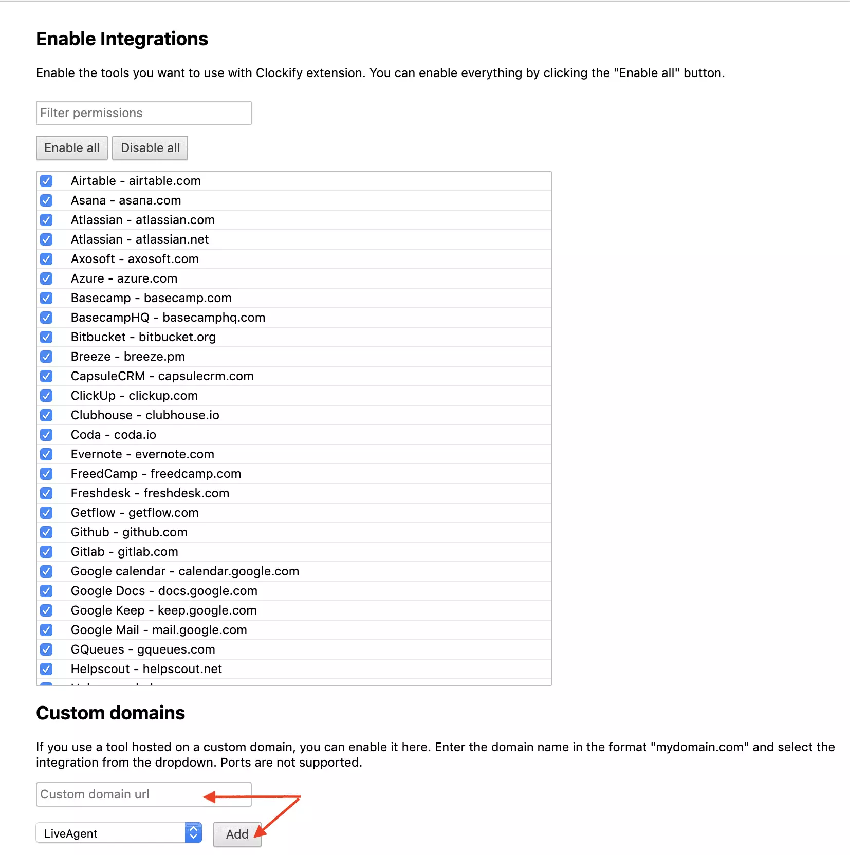 Konfiguracija domene Clockify