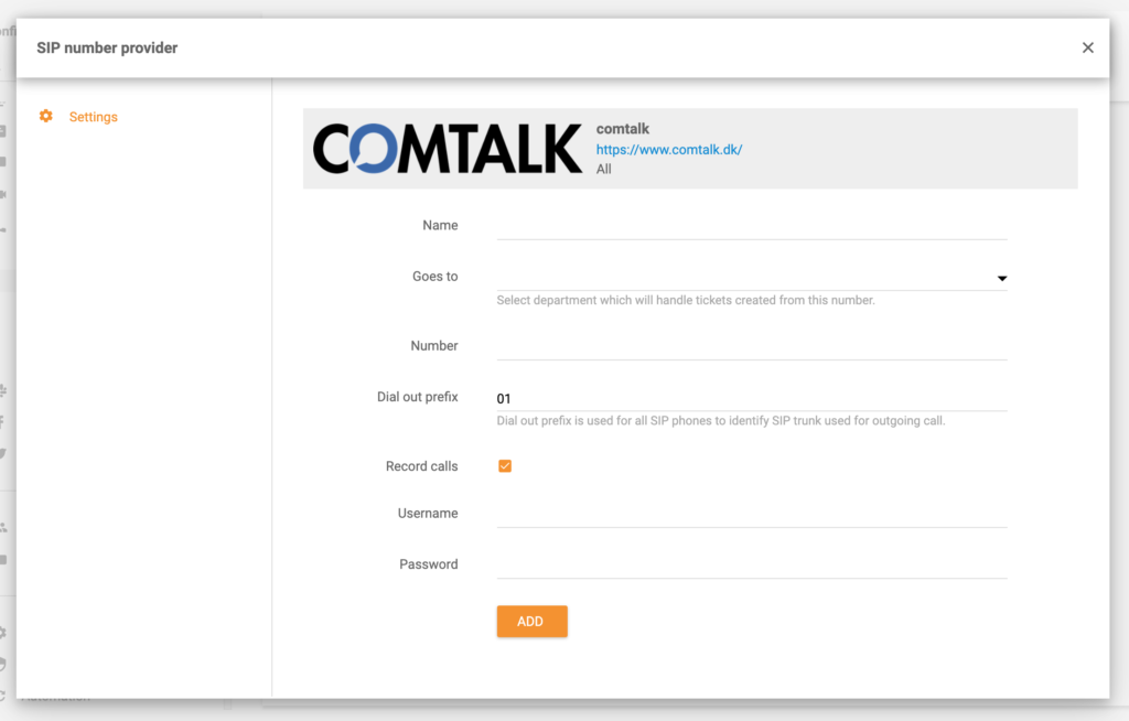 Integracija LiveAgent ComTalk