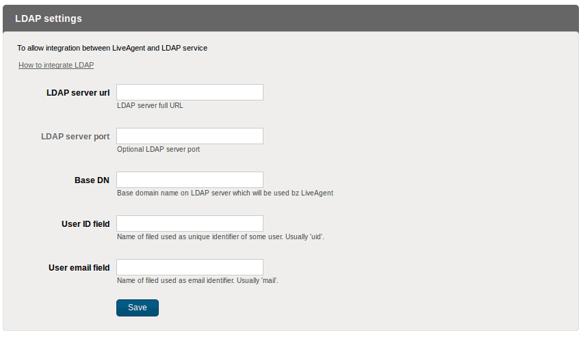 Okno konfiguracije LDAP
