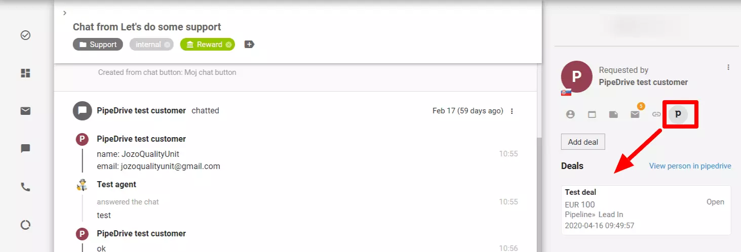 Funkcije integracije PipeDrive v LiveAgent