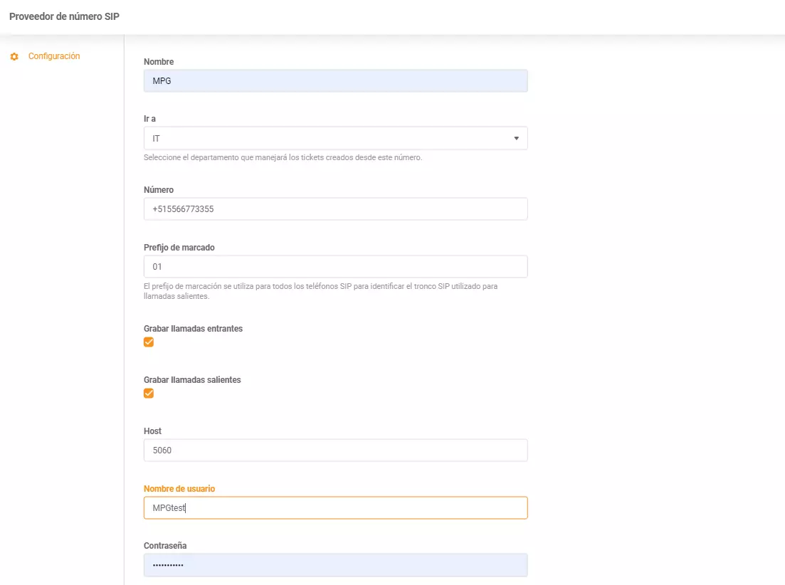 Vnos podatkov PortalPBX