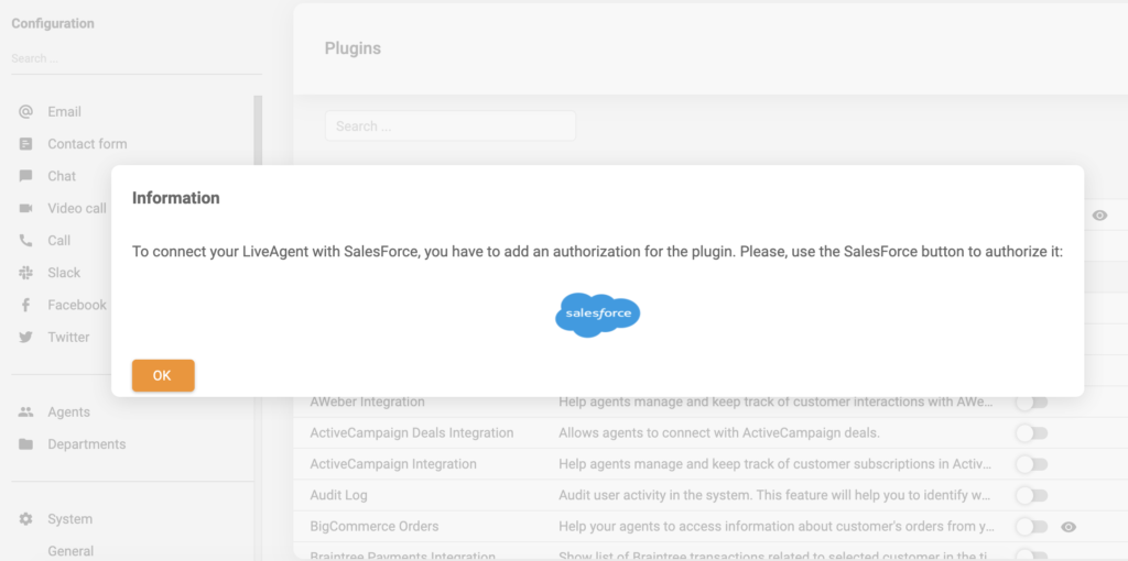 Prijava za integracijo Salesforce