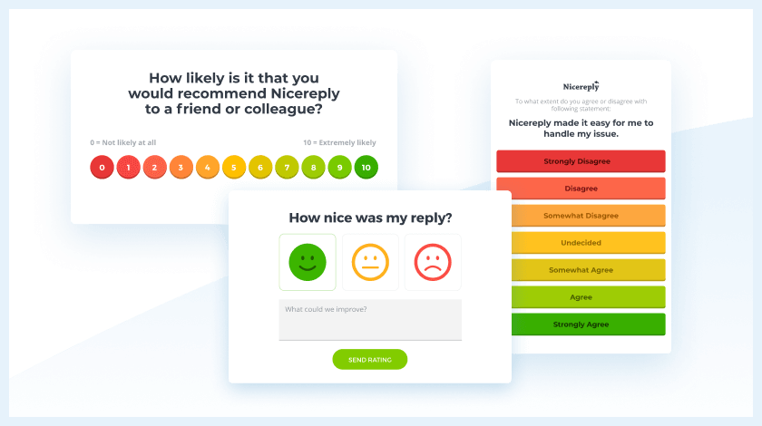 Možnosti prilagajanja ankete Nicereply