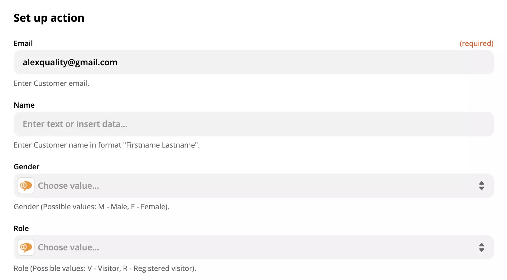 Nastavitev dejanja LiveAgent na Zapier