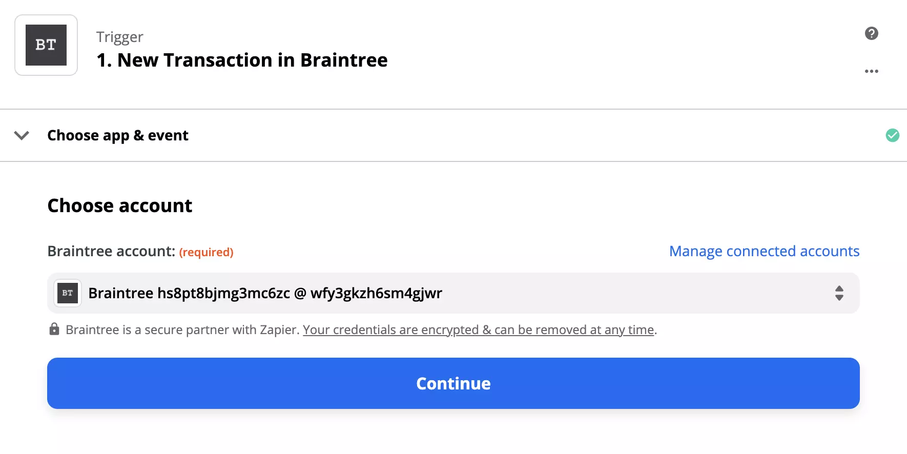 Konfiguracija sprožilca Braintree na Zapier