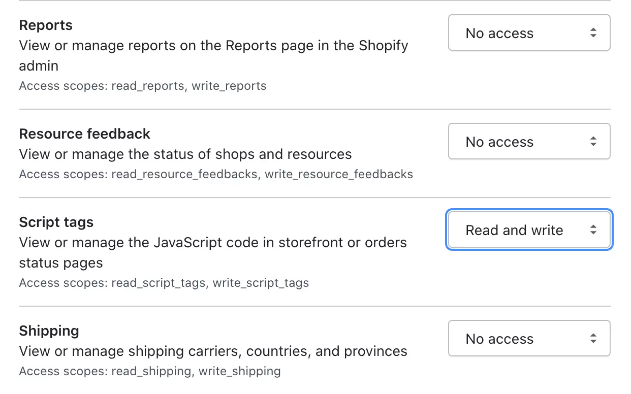 Ročno spremenite dovoljenja, da omogočite LiveAgent dostop do podatkov Shopifyja