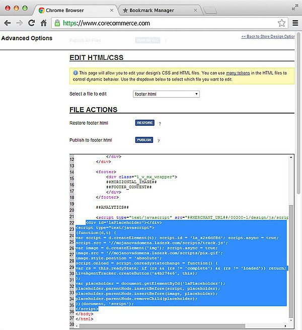 CoreCommerce LiveAgent integracija