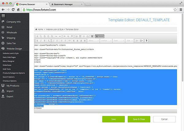 Nastavitev integracije LiveAgent Fortune 3