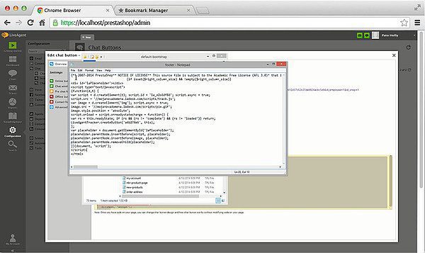 Prestashop LiveAgent integracija - Urejanje noge