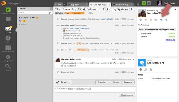 GetResponse LiveAgent integracija