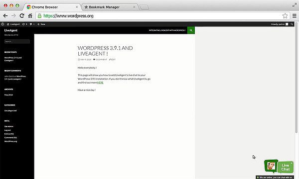 Integracijo LiveAgent-WordPress