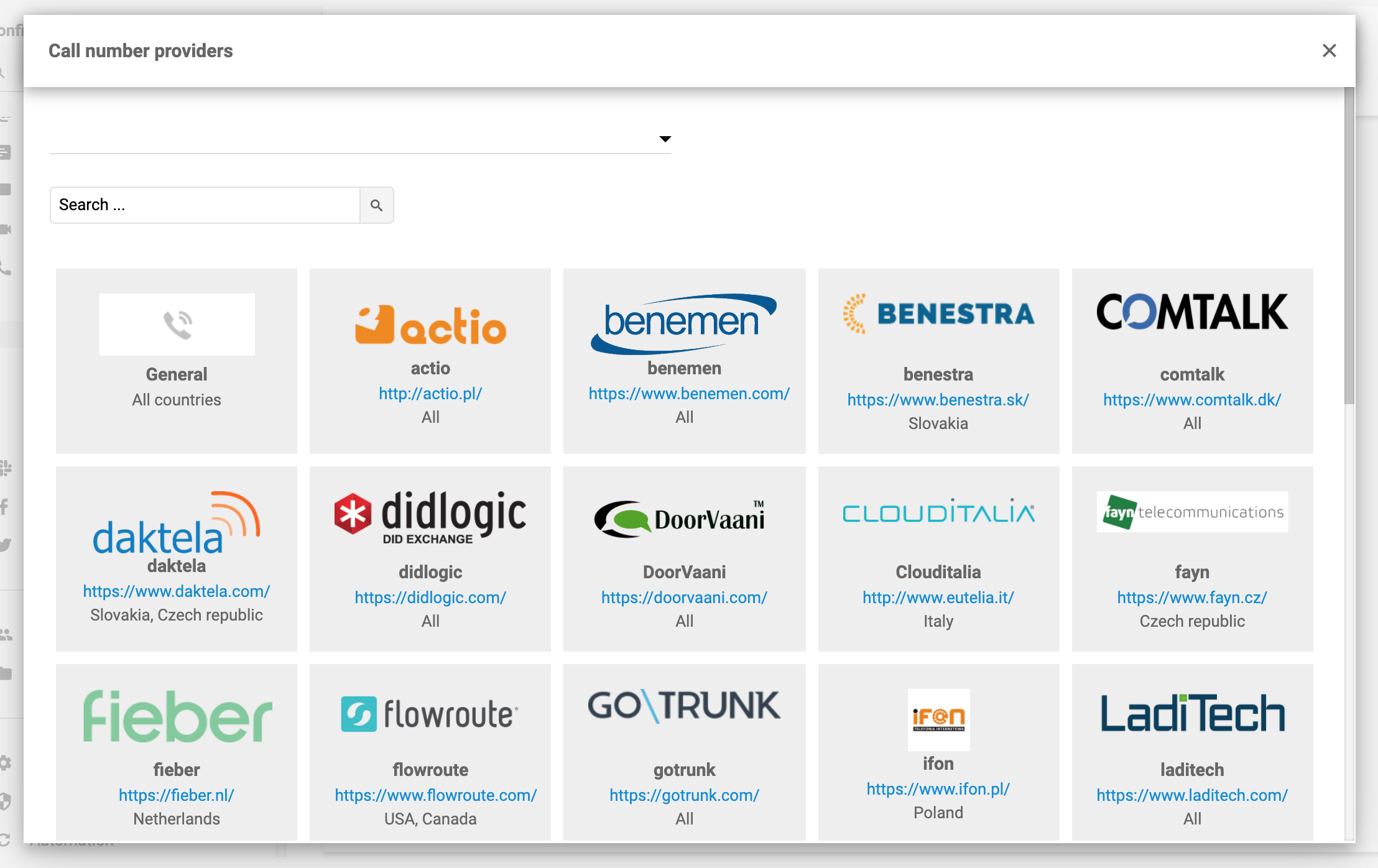 LiveAgent ponudniki telefonskih številk