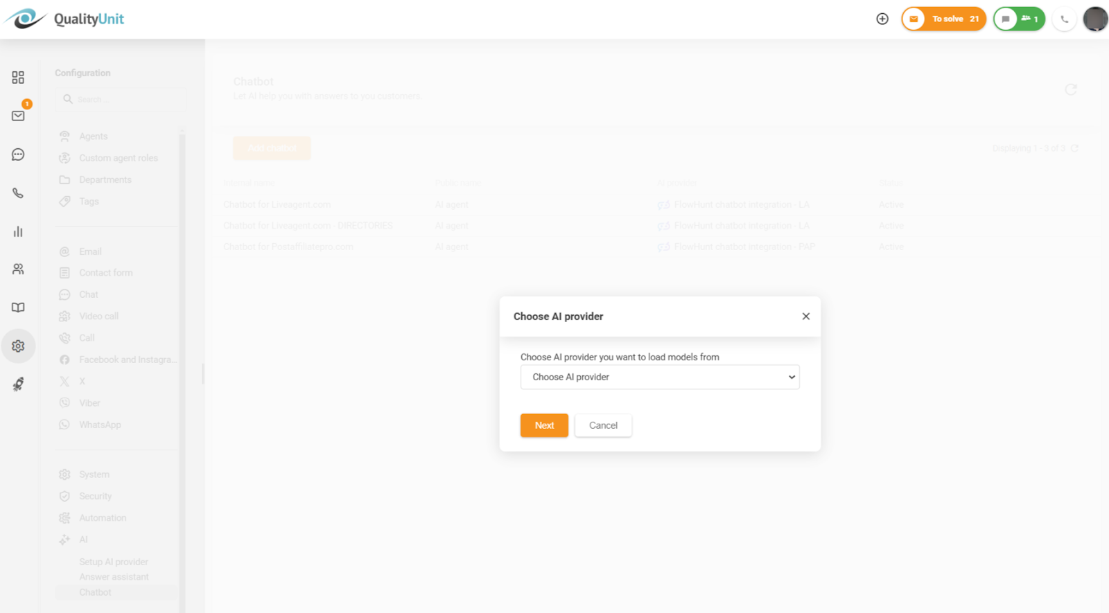 Izbira ponudnika chatbota umetne inteligence