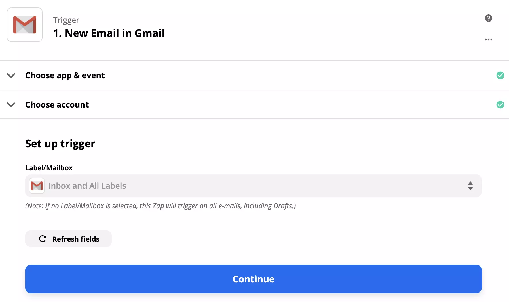 Konfiguracija sprožilca Gmail v Zapier