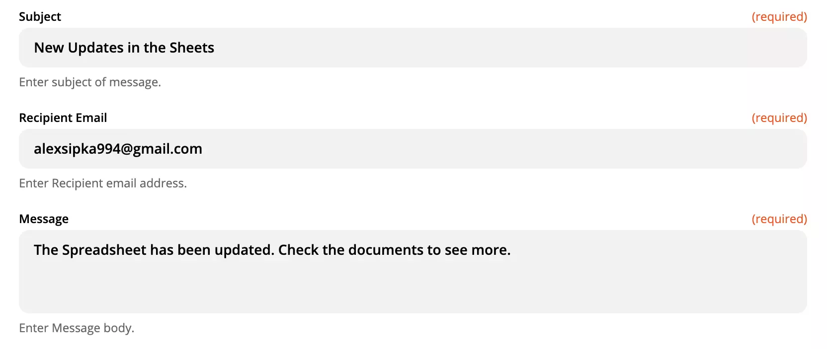 Primer nastavitve akcije LiveAgent s polnjenim poljem