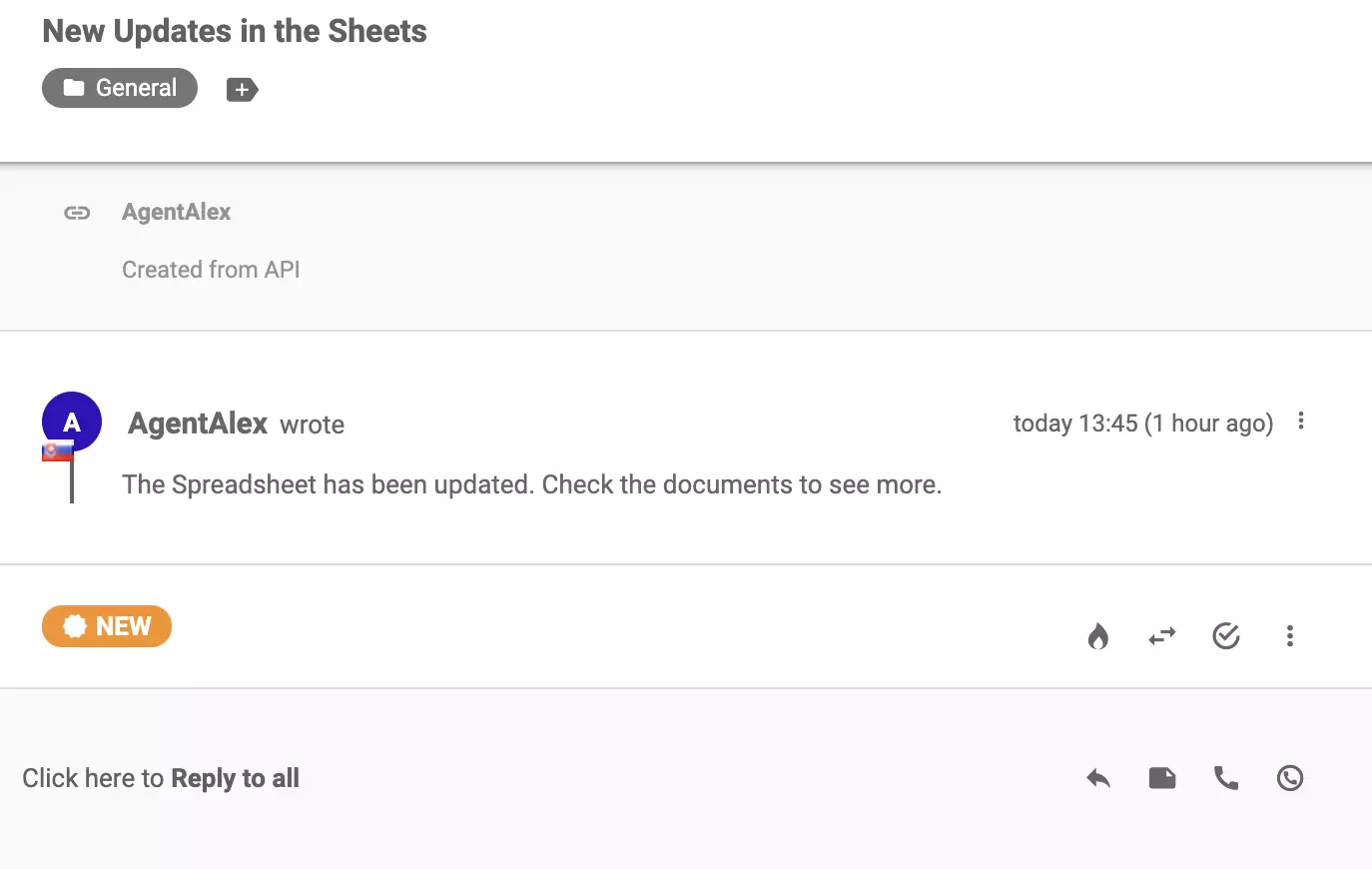 Nova vstopnica, ki je prispela v sistem za upravljanje vstopnic po uspešni integraciji z Google Obrazci