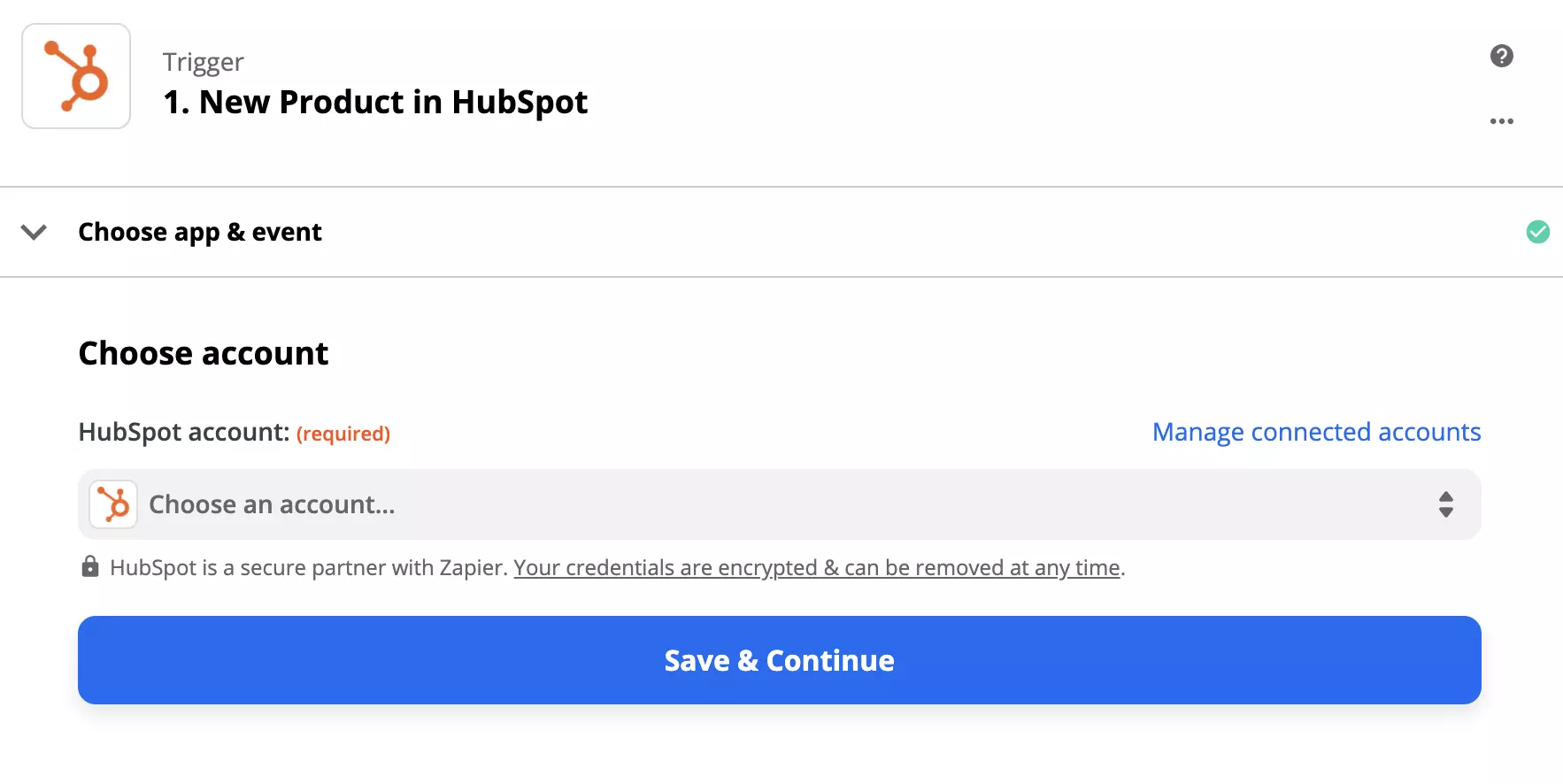 Možnosti konfiguracije sprožilca HubSpot v Zapierju