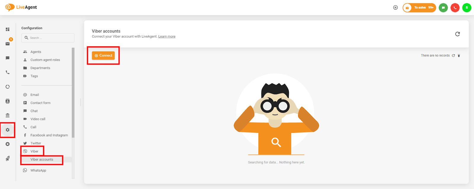 Kako najti integracijo Vibra v plošči LiveAgent