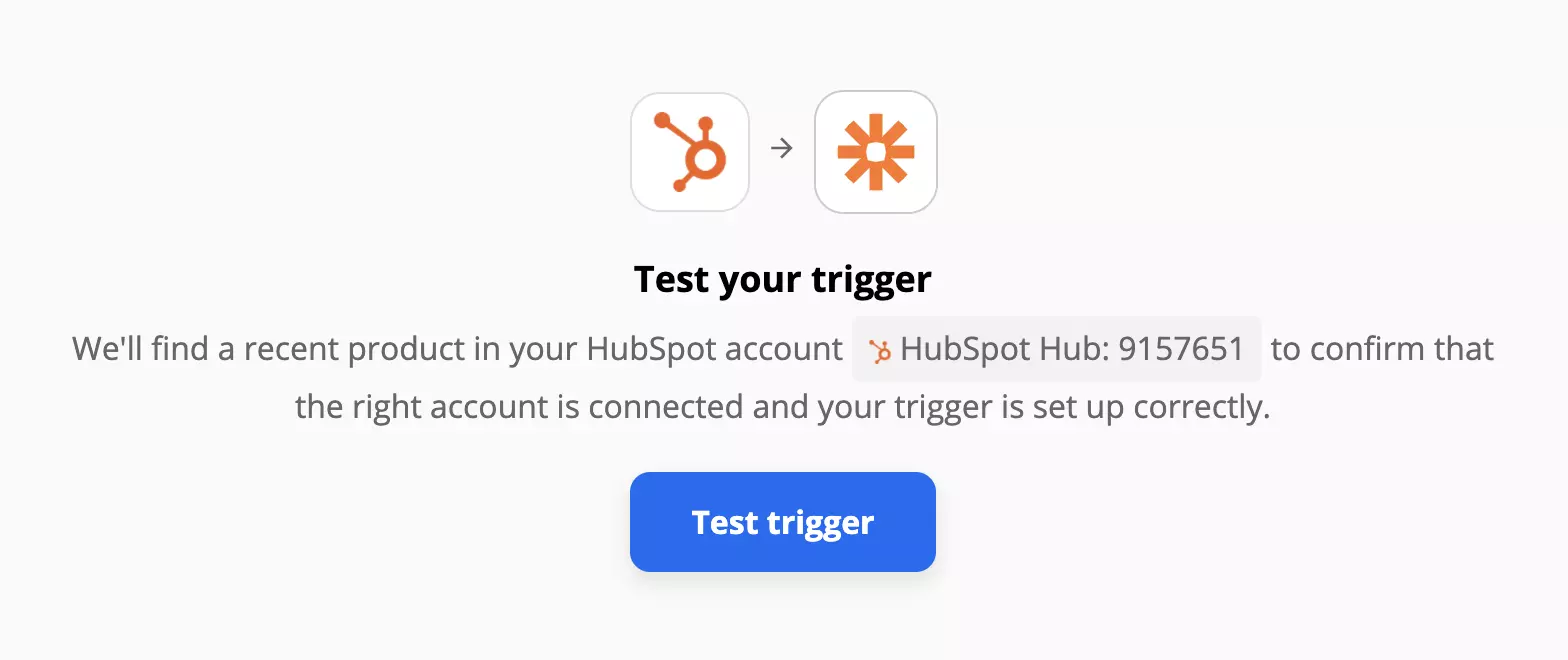 Test sprožilca HubSpot na Zapierju
