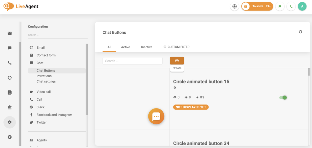 Ustvarjanje gumba za chat v LiveAgent