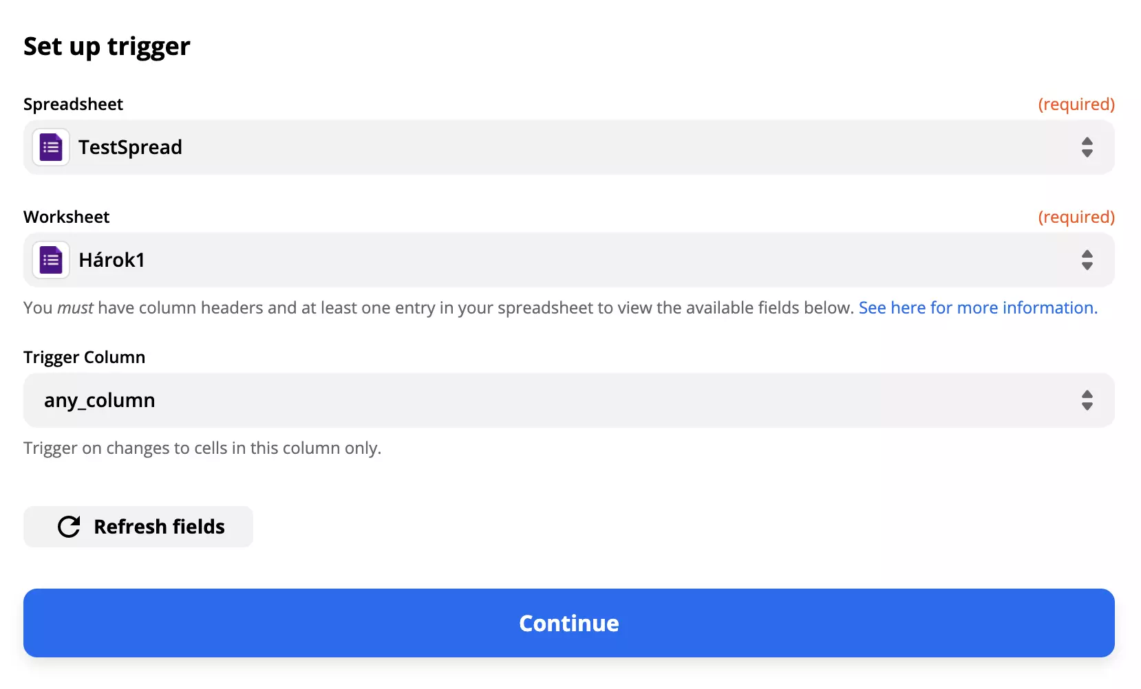 Primer nastavitve sprožilca Google Obrazcev s polnjenim poljem