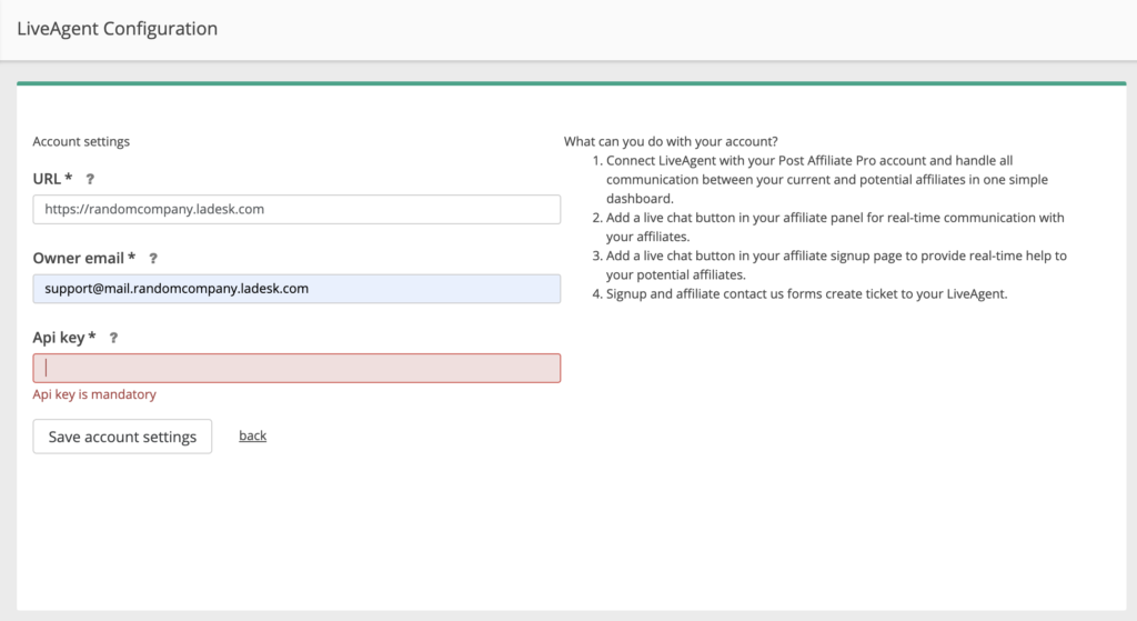 Nastavitev živega klepeta