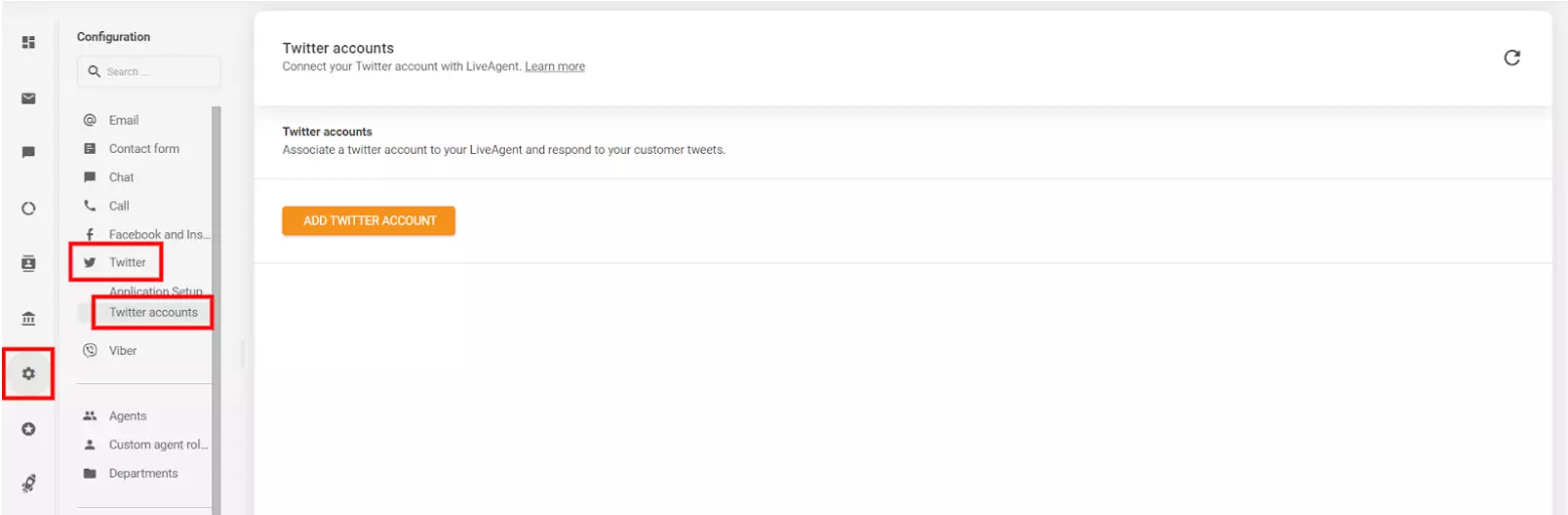 Dodajanje računa Twitter (X), ki ga želite integrirate s programom LiveAgent