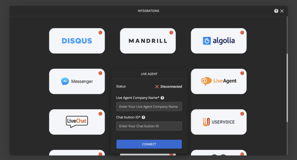 Integracija LiveAgent Ucraft