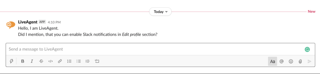 Obvestilo Slack o novi oznaki Nujno v LiveAgent