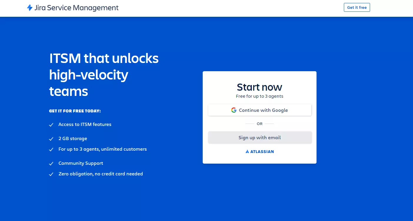 Domača stran JIRA Service Management
