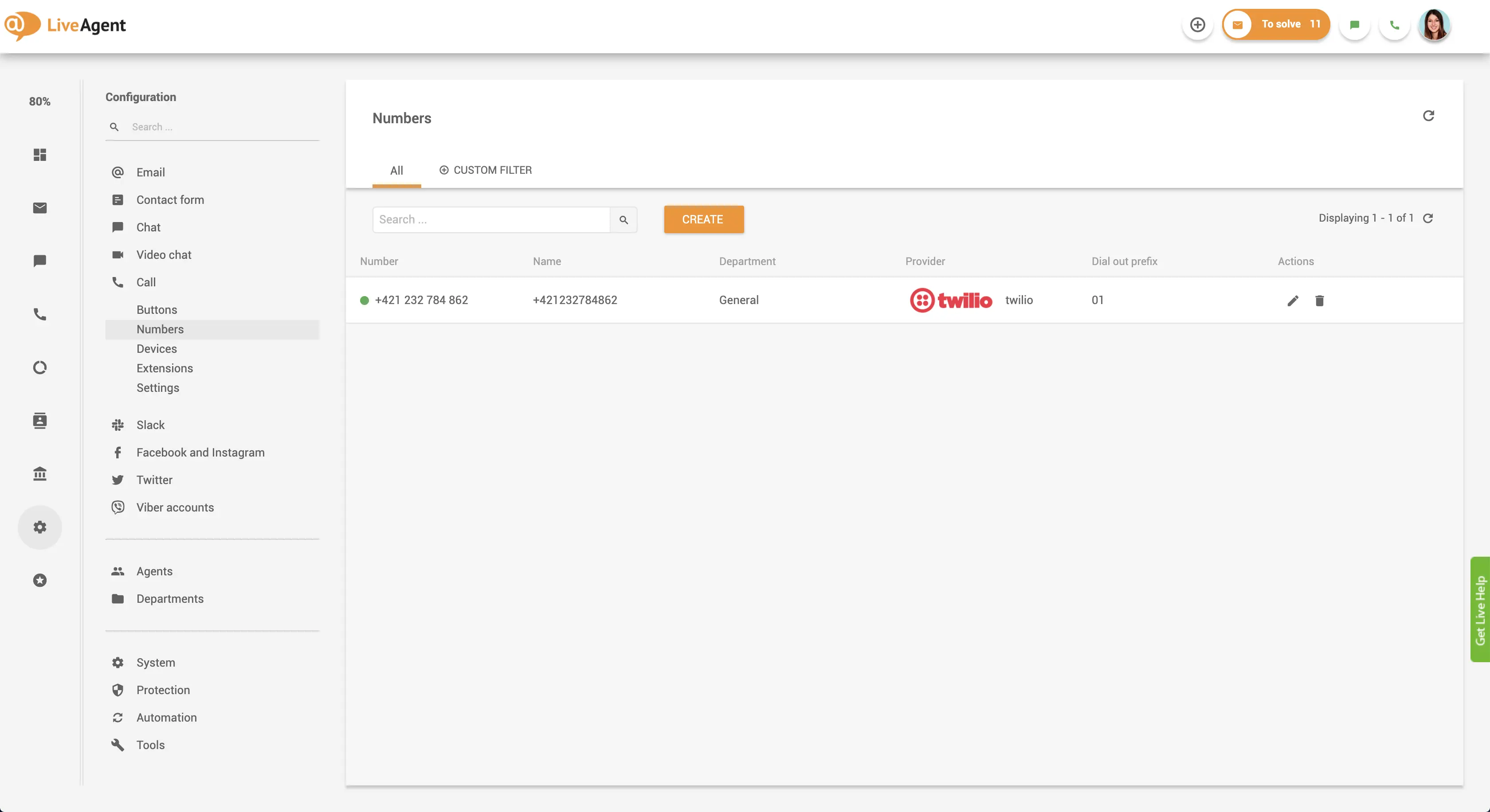 Vmesnik za povezavo telefonske številke