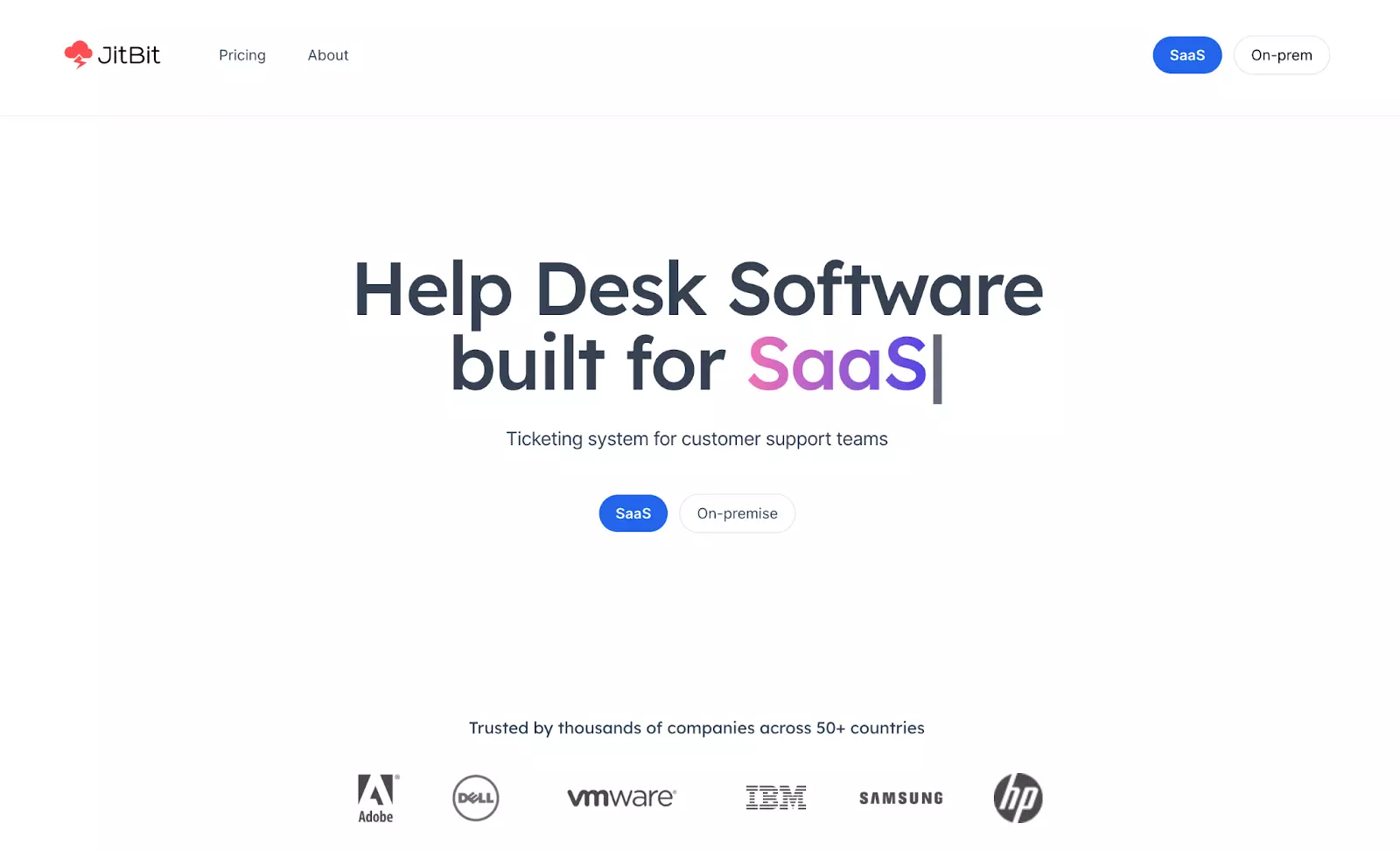 Domača stran programske opreme za vstopnice Jitbit