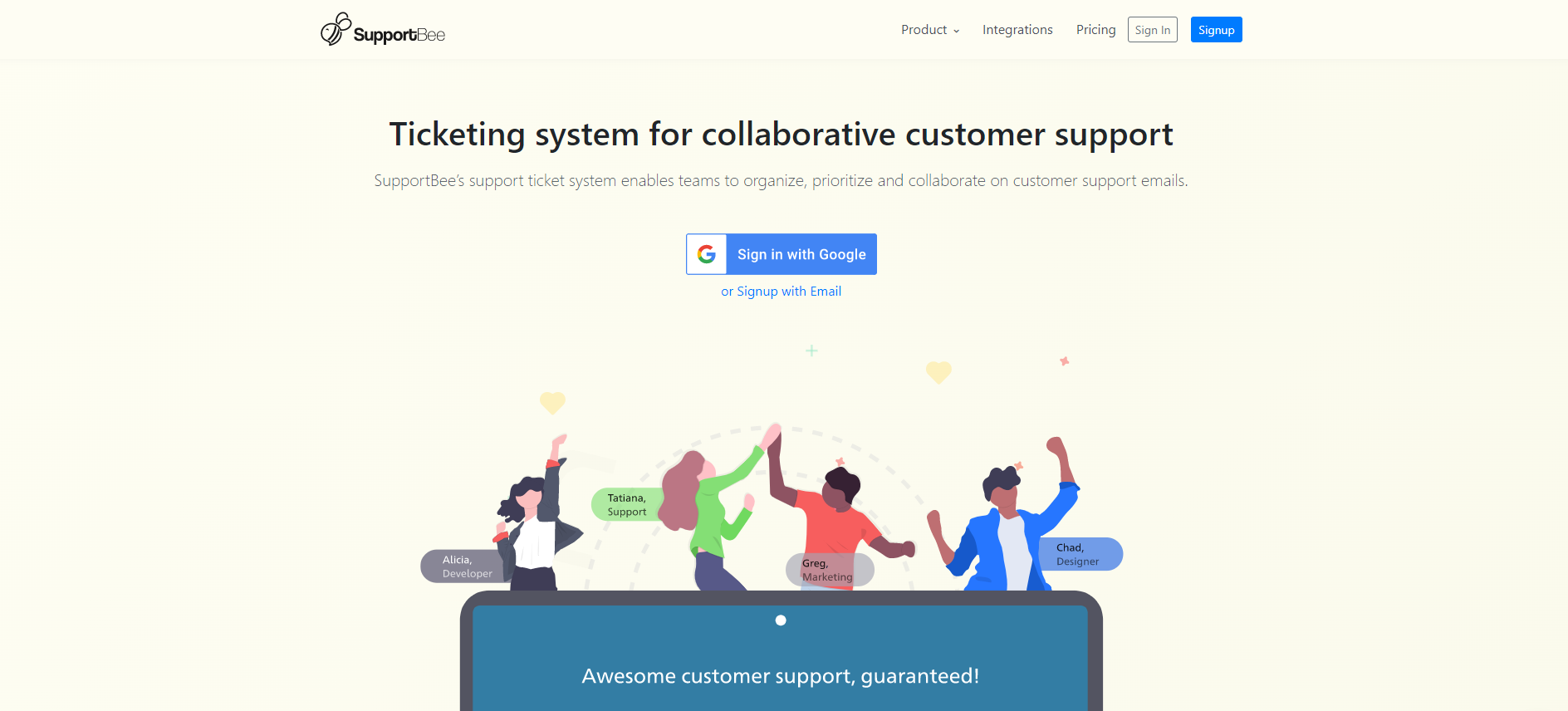 Domača stran sistema vstopnic IT SupportBee