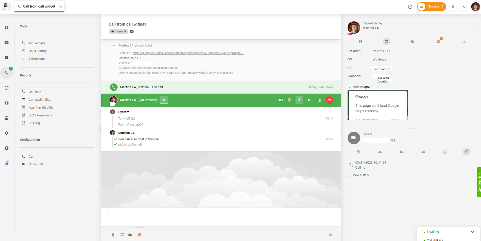 LiveAgent klic iz gradnika klicev