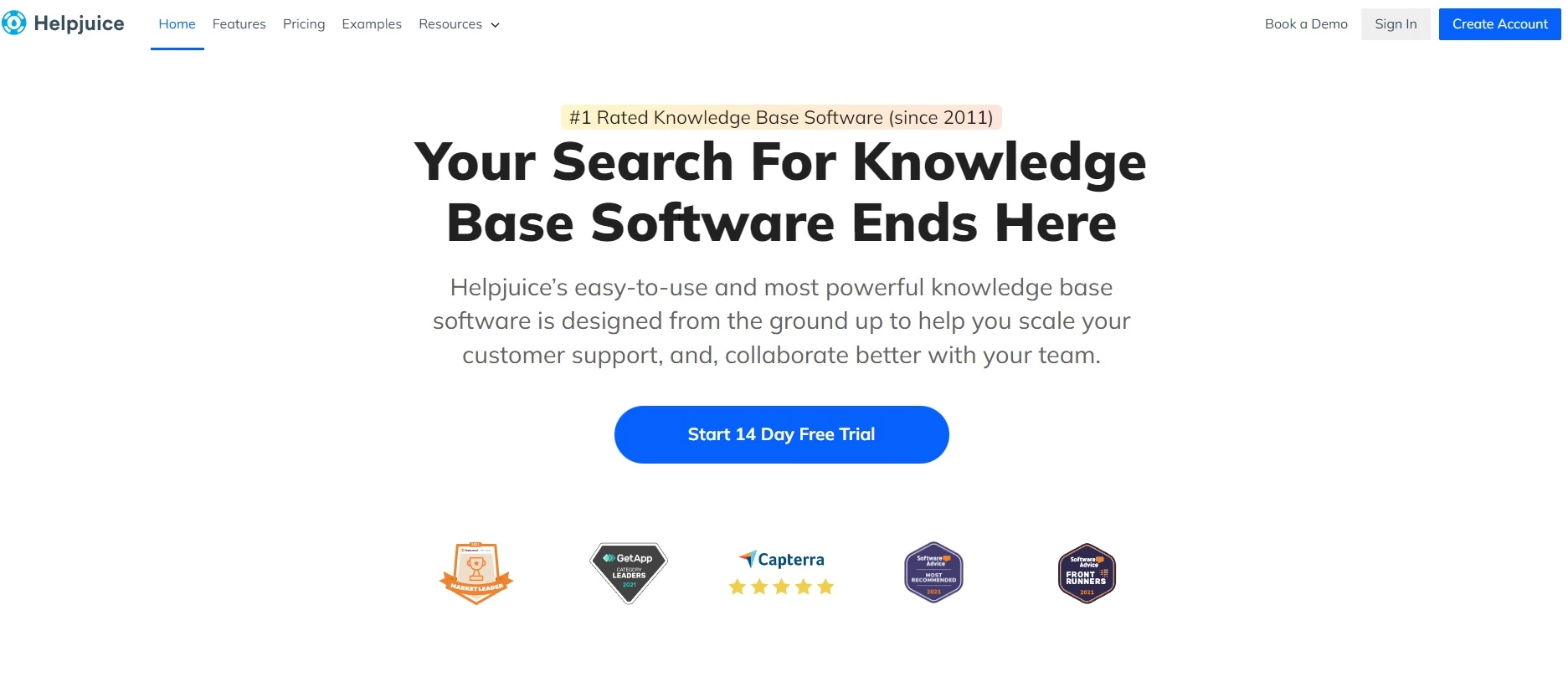 HelpJuice software launching page with a clear interface
