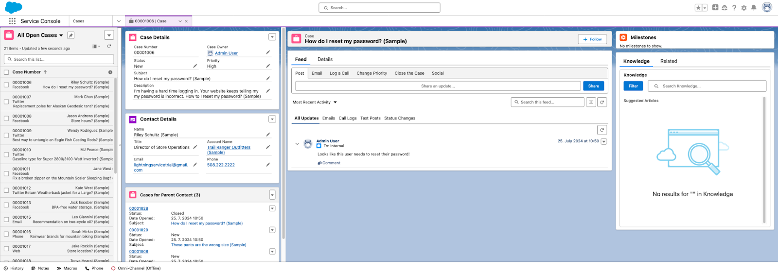 Salesforce Service Cloud programska oprema za storitve za stranke