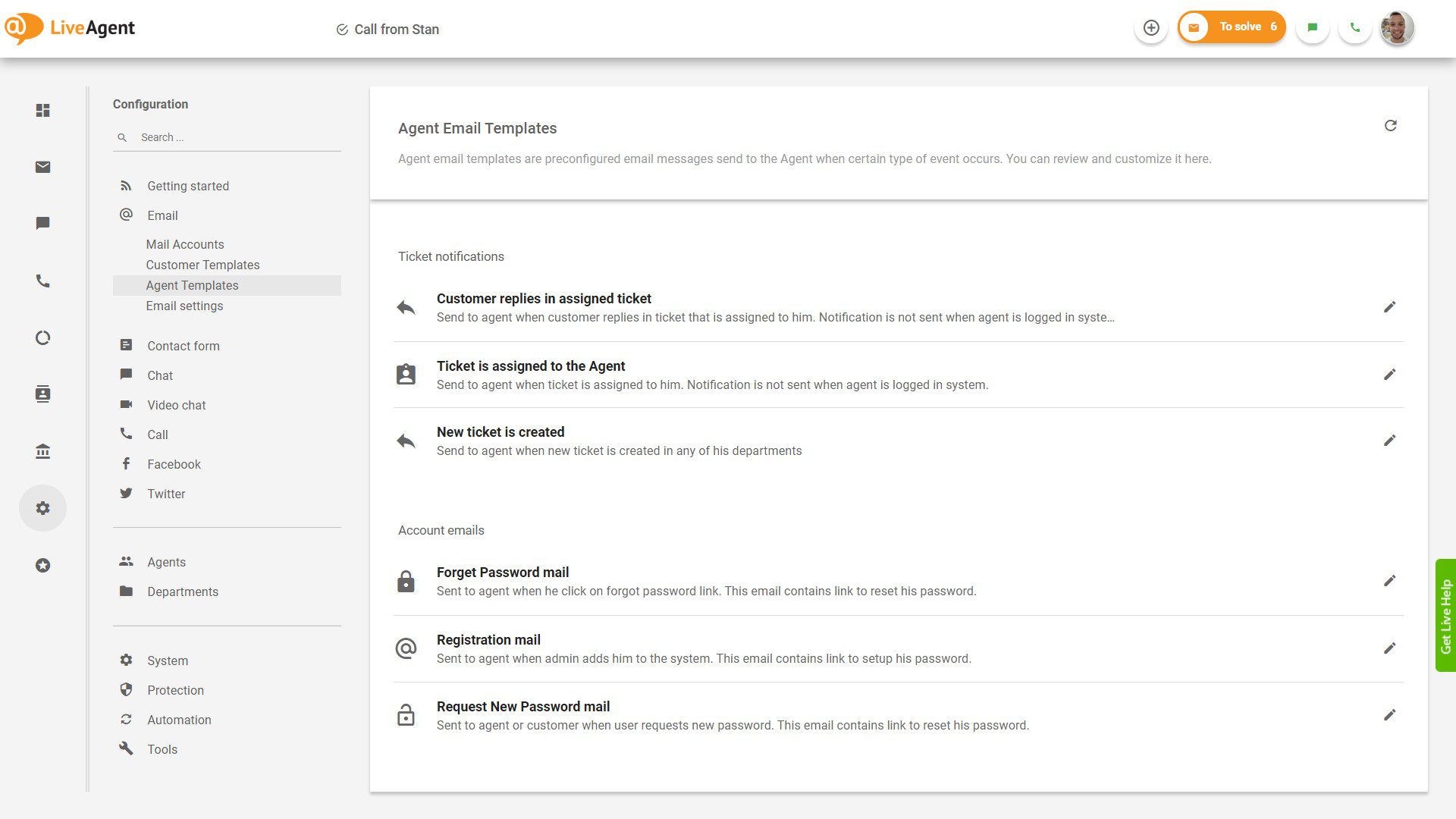 Shranite predloge e-pošte in jih uvedite z enim klikom v nadzorno ploščo LiveAgent