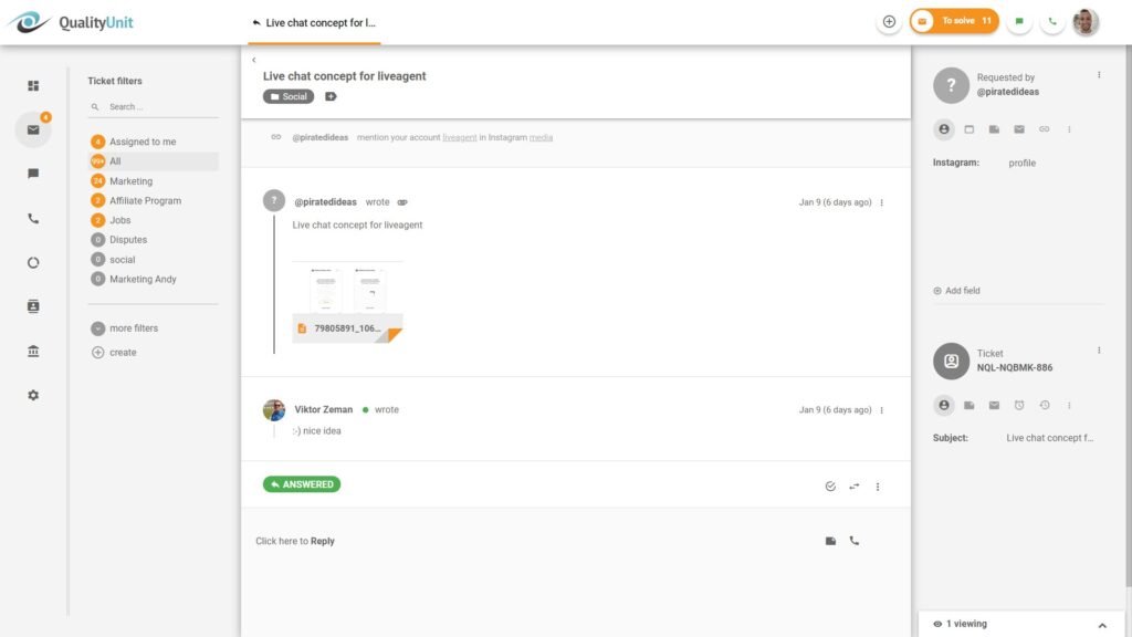 Odgovorite na poizvedbe na družbenih medijih neposredno iz LiveAgent