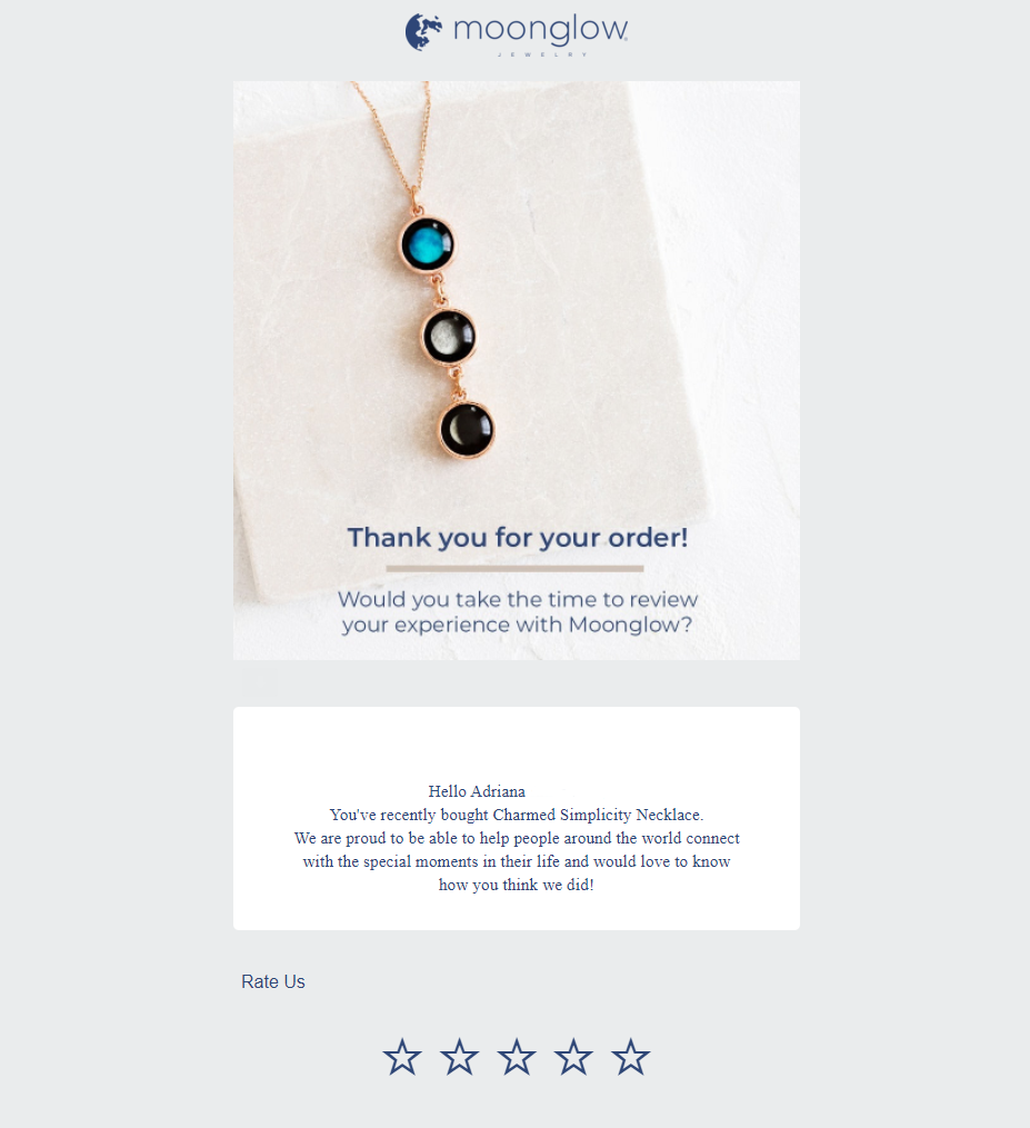 E-pošta za zahvalo za naročilo