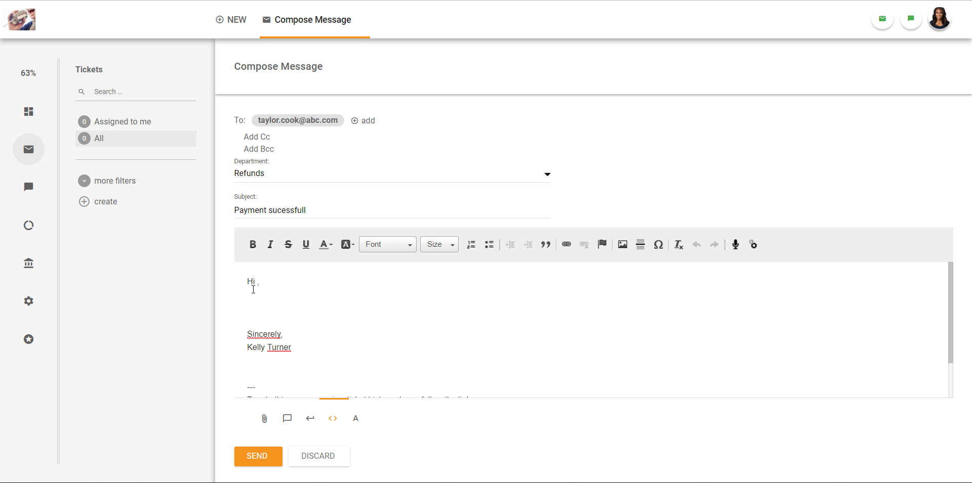 Pregled vmesnika sistema za upravljanje vstopnic v LiveAgent.